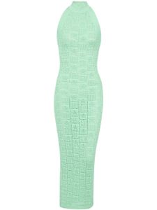 Balmain robe mi-longue en maille à motif monogrammé - Vert