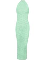 Balmain robe mi-longue en maille à motif monogrammé - Vert