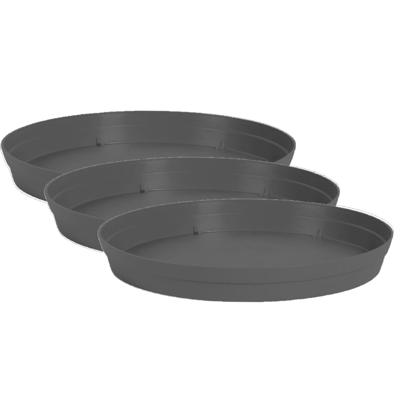 EDA Bloempot onderschaal Toscane - 4x stuks - kunststof - antraciet - D35 cm - opvangschalen