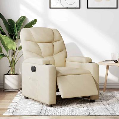 Fauteuil verstelbaar elektrisch stof crèmekleurig