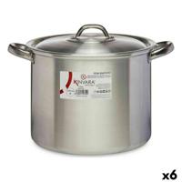 Casserolepan met deksel Kinvara 100035 100035 Zilverkleurig Aluminium 33 x 21,5 x 26 cm Ø 24 cm (6 Stuks)