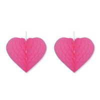 3x stuks fuchsia roze decoratie hartjes 28 cm