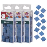 Mozaiek steentjes/tegeltjes - 615x stuks - blauw - 1 x 1 cm - Mozaieken maken - Kunststof