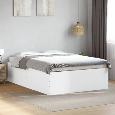 Bedframe bewerkt hout wit 135x190 cm