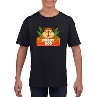 T-shirt zwart voor kinderen met Doggy Dog de hond XL (158-164)  -