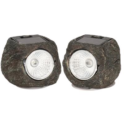 Cepewa LED lamp/spot - 2x - solar verlichting - steen vorm - LED - 13 x 9 cm - tuinverlichting