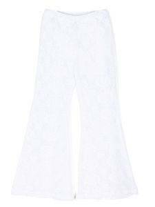 SELINIACTION KIDS pantalon évasé en coton à détails en dentelle - Blanc