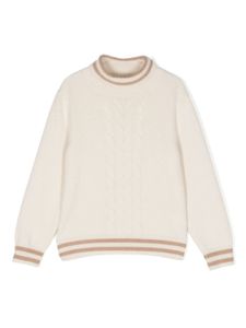 Brunello Cucinelli Kids pull en maille torsadée - Blanc