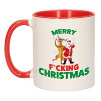 Kerst thema Koffiemok - Merry Fucking Christmas - 300 ml - keramiek - kerstcadeau - kerstmis - rood