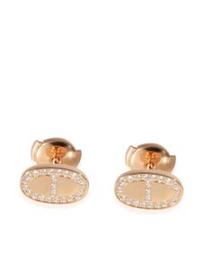 Hermès Pre-Owned boucles d'oreilles en or rose 18ct pavées de diamants