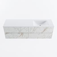 MONDIAZ VICA 160cm badmeubel onderkast Carrara 4 lades. Wastafel CLOUD rechts 1 kraangat, kleur Talc. - thumbnail