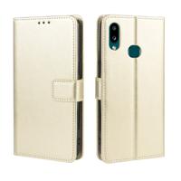 Voor Galaxy A10s retro Crazy Horse textuur horizontale Flip lederen draagtas met houder & kaartsleuven & fotolijstjes (goud)