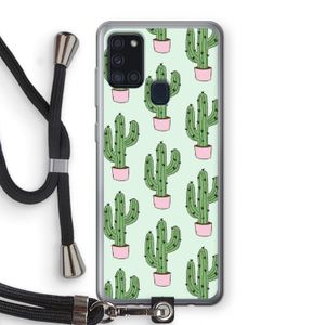 Cactus Lover: Samsung Galaxy A21s Transparant Hoesje met koord