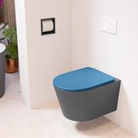 Wandcloset Mondiaz Lavie | Zonder spoelrand | Incl.Toiletzitting-Jeans | Keramiek | Dark Grey