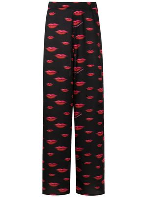 Amir Slama pantalon droit à motif lèvres - Noir