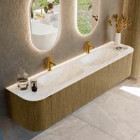 Badmeubel Mondiaz Kurve-Dlux | 200 cm cm | Meubelkleur Dusk | Wastafelkleur Ostra | Solid surface | Wasbak beiden zijden spoelbak | 2 kraangaten Badmeubel Mondiaz Kurve-Dlux | 200 cm cm | Meubelkleur Dusk | Wastafelkleur Ostra | Solid surface | Wasbak beiden zijden spoelbak | 2 kraangaten