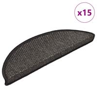 VidaXL Trapmatten zelfklevend 15st sisal-look 56x17x3cm antracietkleur