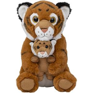 Nature Planet Pluche familie Tijgers knuffels - 22 cm - Dieren - Moeder en jong knuffeldieren