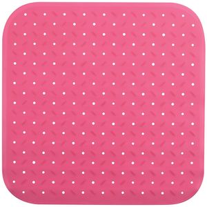 Douche/bad anti-slip mat badkamer - rubber - fuchsia roze - 54 x 54 cm - vierkant