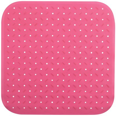 Douche/bad anti-slip mat badkamer - rubber - fuchsia roze - 54 x 54 cm - vierkant