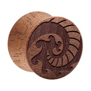 Double Flared Plug met Maori Design Hout Tunnels & Plugs