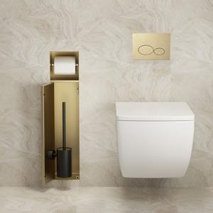 Toiletrol- en borstelhouder Xellanz Rocko | Inbouw | Betegelbaar | Messing | Geborsteld Messing