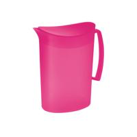 Schenkkan/waterkan met deksel - fuchsia roze - 2 liter - kunststof - L20 x H23 cm