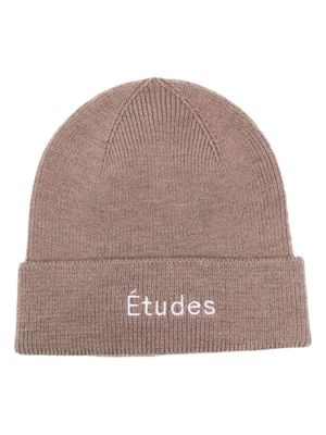 Études Studio bonnet en laine à logo brodé - Marron