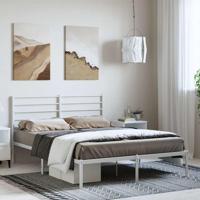 Bedframe met hoofdbord metaal wit 135x190 cm