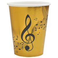 Muziek thema feest wegwerp bekertjes - 10x stuks - 270 ml - karton - music/goud themafeest Muziek thema feest wegwerp bekertjes - 10x stuks - 270 ml - karton - music/goud themafeest