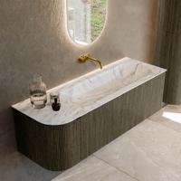 Badmeubel Mondiaz Kurve-Dlux | 135 cm cm | Meubelkleur Shadow | Wastafelkleur Glace | Solid surface | Wasbak rechter zijde spoelbak | Zonder kraangat(en) Badmeubel Mondiaz Kurve-Dlux | 135 cm cm | Meubelkleur Shadow | Wastafelkleur Glace | Solid surface | Wasbak rechter zijde spoelbak | Zonder kraangat(en)