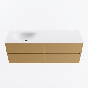 MONDIAZ VICA 140cm badmeubel onderkast Oro 4 lades. Wastafel MOON links 1 kraangat, kleur Talc.