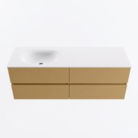 MONDIAZ VICA 140cm badmeubel onderkast Oro 4 lades. Wastafel MOON links 1 kraangat, kleur Talc.