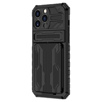 iPhone 12 hoesje - Backcover - Rugged Armor - Kickstand - Extra valbescherming - TPU - Zwart - thumbnail