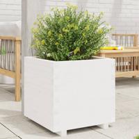 VidaXL Plantenbak 50x50x49,5 cm massief grenenhout wit