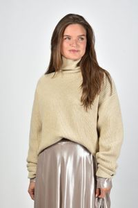 Extreme Cashmere trui Nisse rib gebreid met col latte