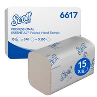 Handdoek Scott Essential i-vouw 1-laags 20x21cm wit 15x340stuks 6617