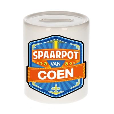 Kinder spaarpot met naam - Coen - keramiek - met dop - wit - Sparen - Spaargeld van Coen