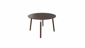 Tafel 9311 rond - 120 cm. - Wit - Eiken donker - Beuken wenge