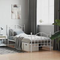 Bedframe met hoofd- en voeteneinde metaal wit 90x190 cm