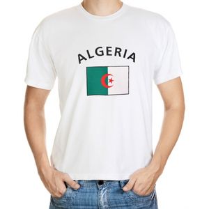 Wit heren t-shirt Algerije 2XL  -