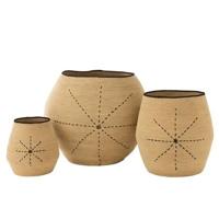 J-Line Set Van 3 Mand Ster Stippellijnen Zeegras Naturel|Zwart