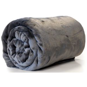 Enzo Fleece deken/plaid 130 x 180 cm - donker grijs   -