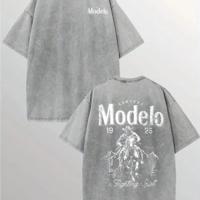 Modelo Men's Cotton Graphic T-Shirt - Loose Fit Casual Street Style Grey / XXL