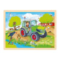 Goki houten legpuzzel tractor, 96st. Goki houten legpuzzel tractor, 96st.