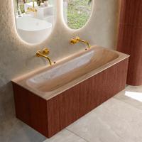 Badmeubel Mondiaz Kurve-Dlux | 120 cm | Meubelkleur Ruby | Wastafelkleur Saba | Solid surface | Wasbak midden spoelbak | Zonder kraangat(en)