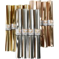 Creativ Company Faux leather papier, b: 49 cm, dikte 0,55 mm, unikleurig,met folie, goud, roze goud, zilver, 12x1 m/ 1 doos