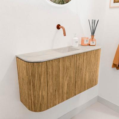 Toiletmeubel Mondiaz Joya Dlux | 83.2 cm | Meubelkleur Oak | Faye wastafel Ostra Wasbak Midden | Zonder kraangat(en)