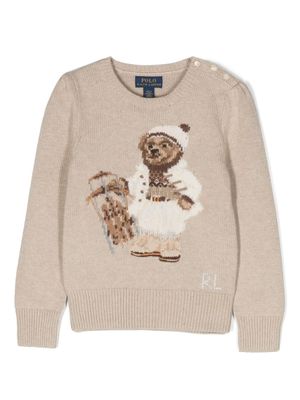 POLO RALPH LAUREN KIDS pull à motif Teddy Bear - Tons neutres