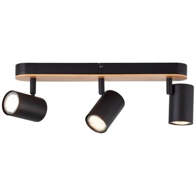 Brilliant PlafondlampNiels 3-lichts zwart met hout - 99831/76